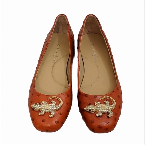 DIANA E. KELLY Alligator Brooch Ostrich Shoes 6 - Picture 9 of 11